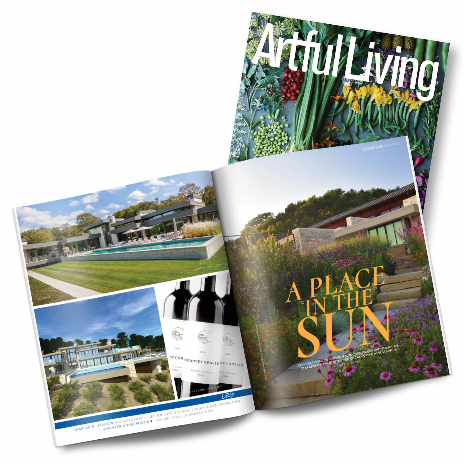 Image of Charles R. Stinson feature in Artful Living Magazine for Coursey Graves Winery.