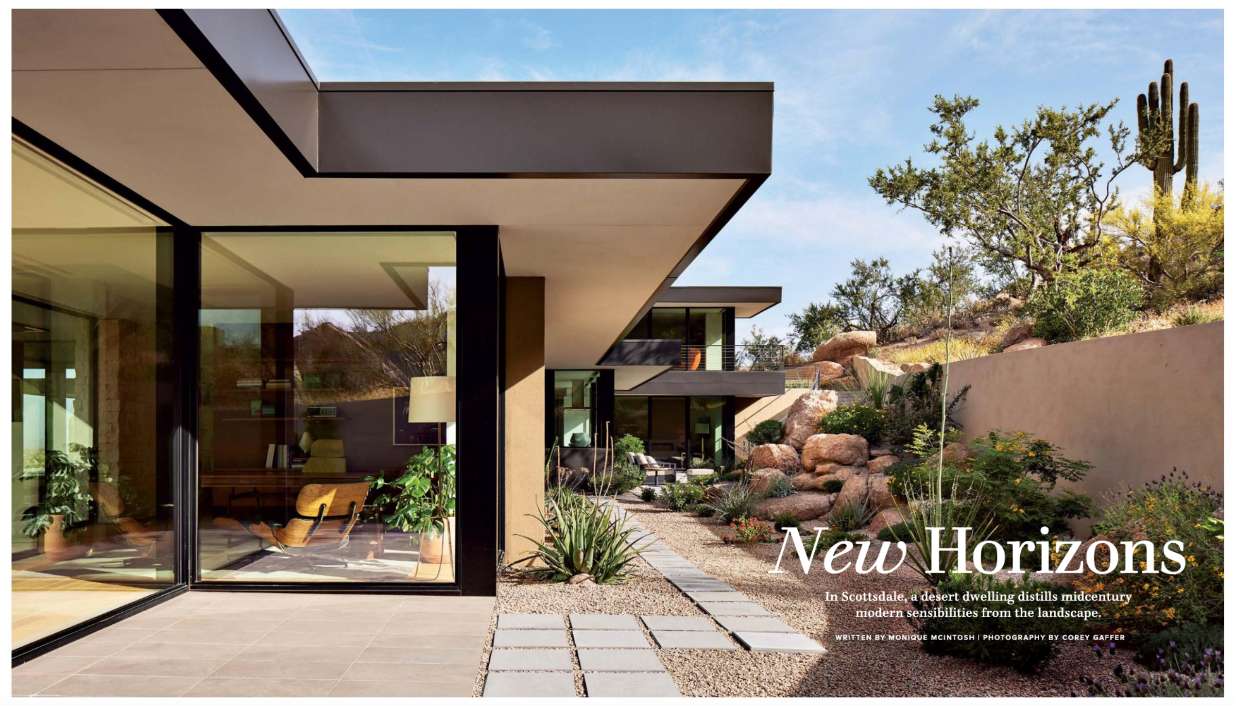 Image of the cover article for a Charles R. Stinson modern home in Luxe Magazine Arizona 2023