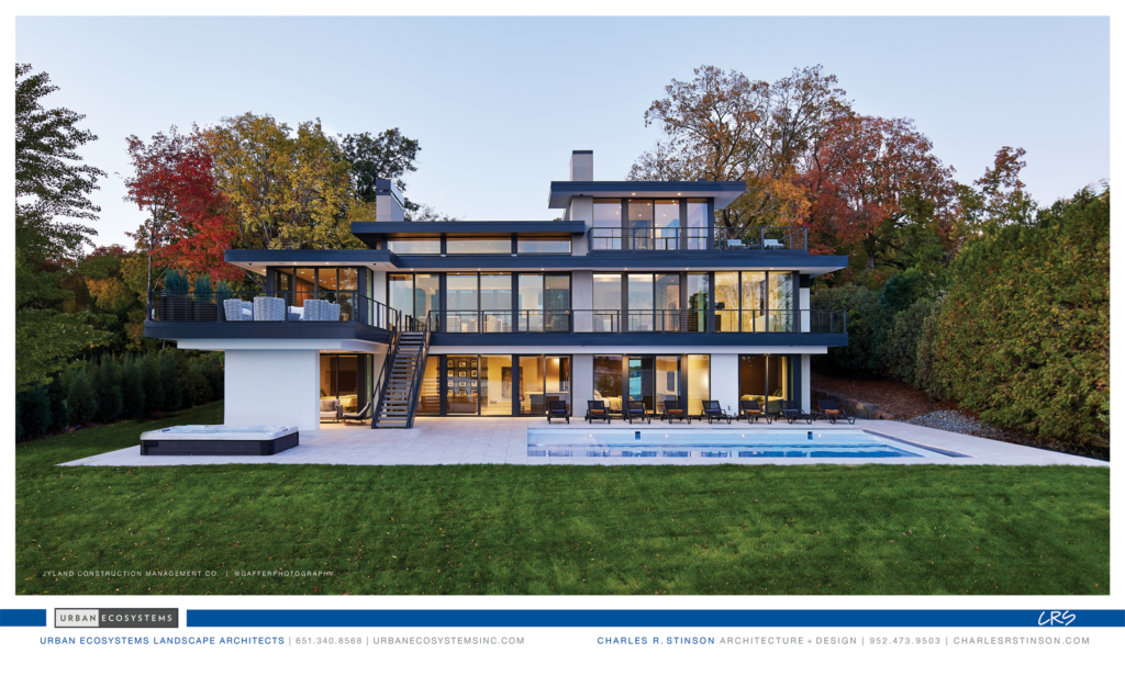 An image of an ad for a warm modern home designed by Charles R. Stinson Architecture + Design in the 2024 issue of Artful Living Magazine